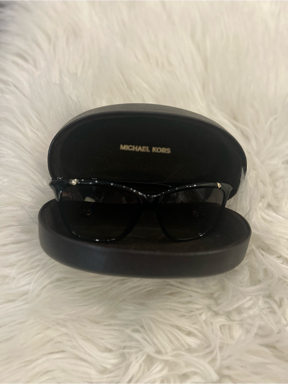 Michael Kors Black Cat-Eye Sunglasses with Gold Accents